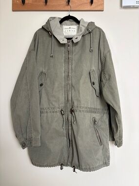 Vintage London Fog Towne Olive Hooded Light Parka Jacket, Sz Large Utility Coat